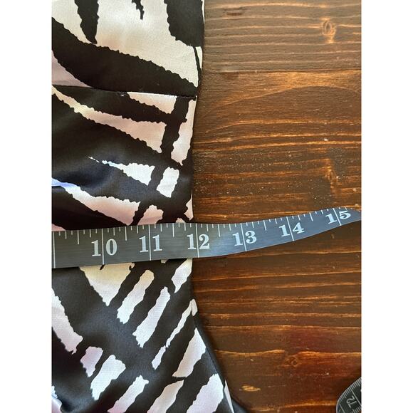 VTG 90s Y2K Cache Strapless Mermaid Maxi Dress Sz0 Black White Palms Ruched Prom - Picture 14 of 16